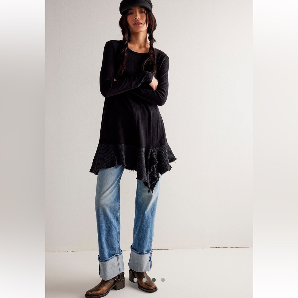 Free People We the Free Tate Pointelle Tunic Top - Medium
